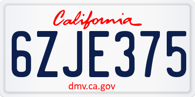 CA license plate 6ZJE375