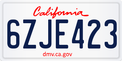 CA license plate 6ZJE423