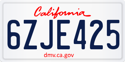CA license plate 6ZJE425