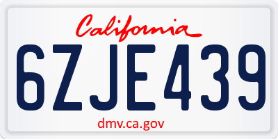 CA license plate 6ZJE439
