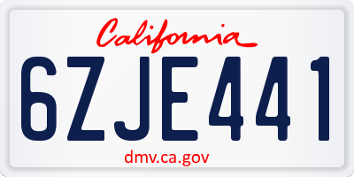 CA license plate 6ZJE441