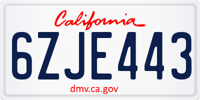 CA license plate 6ZJE443