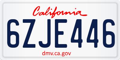 CA license plate 6ZJE446