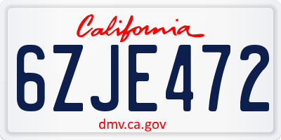 CA license plate 6ZJE472