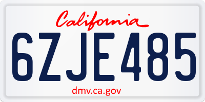CA license plate 6ZJE485
