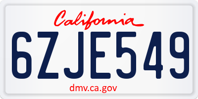 CA license plate 6ZJE549