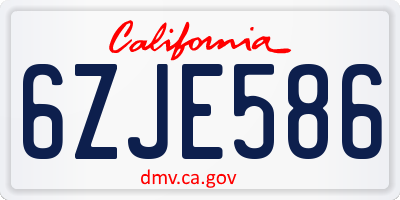 CA license plate 6ZJE586
