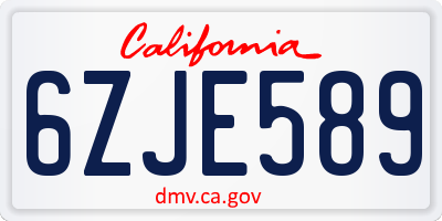 CA license plate 6ZJE589