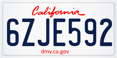 CA license plate 6ZJE592