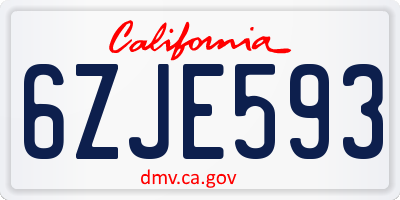 CA license plate 6ZJE593