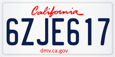 CA license plate 6ZJE617