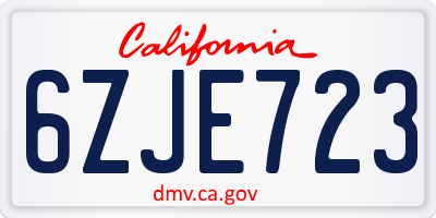 CA license plate 6ZJE723