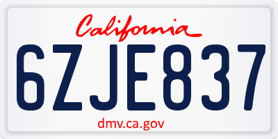 CA license plate 6ZJE837