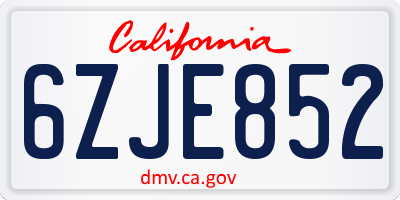 CA license plate 6ZJE852
