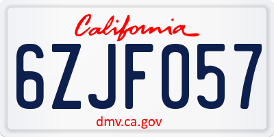 CA license plate 6ZJF057