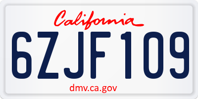 CA license plate 6ZJF109