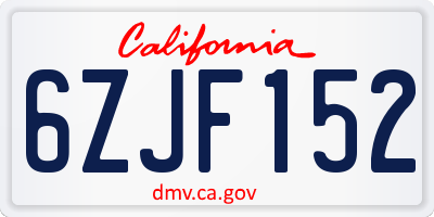 CA license plate 6ZJF152