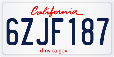 CA license plate 6ZJF187