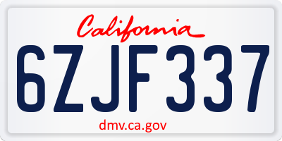 CA license plate 6ZJF337