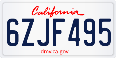 CA license plate 6ZJF495