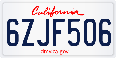 CA license plate 6ZJF506