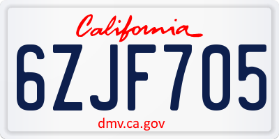 CA license plate 6ZJF705
