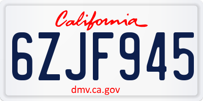CA license plate 6ZJF945
