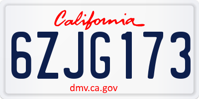 CA license plate 6ZJG173