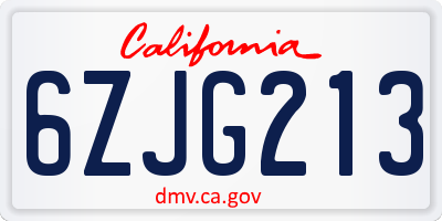 CA license plate 6ZJG213