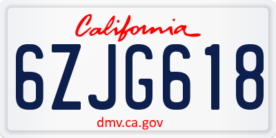 CA license plate 6ZJG618