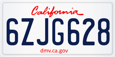 CA license plate 6ZJG628