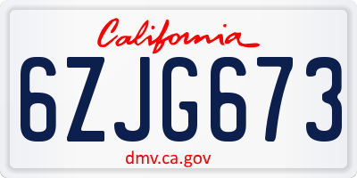 CA license plate 6ZJG673