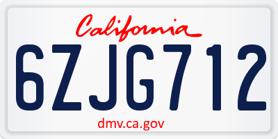 CA license plate 6ZJG712