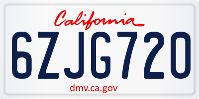 CA license plate 6ZJG720