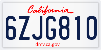 CA license plate 6ZJG810