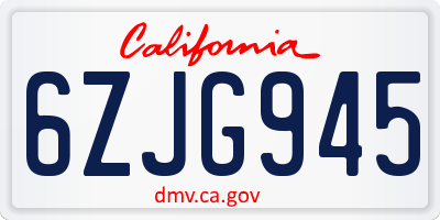 CA license plate 6ZJG945