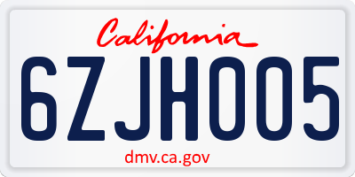 CA license plate 6ZJH005