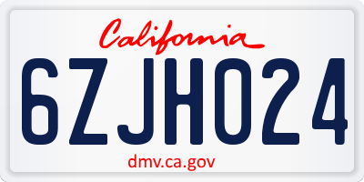 CA license plate 6ZJH024