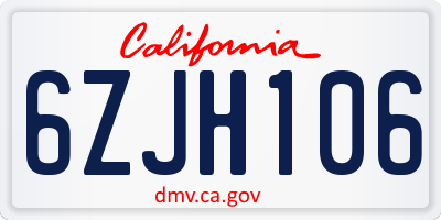CA license plate 6ZJH106