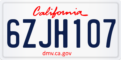 CA license plate 6ZJH107