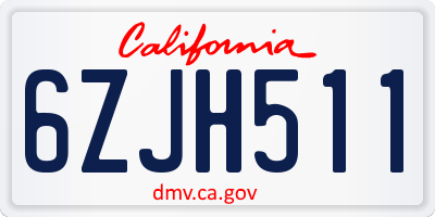 CA license plate 6ZJH511