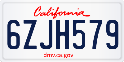 CA license plate 6ZJH579