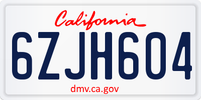CA license plate 6ZJH604