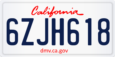 CA license plate 6ZJH618