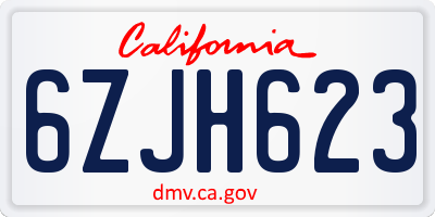 CA license plate 6ZJH623