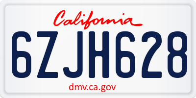 CA license plate 6ZJH628