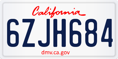 CA license plate 6ZJH684