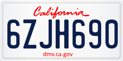 CA license plate 6ZJH690