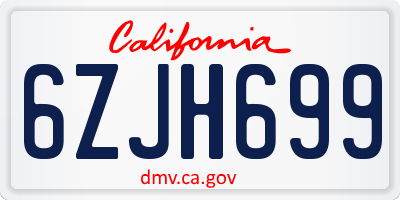 CA license plate 6ZJH699