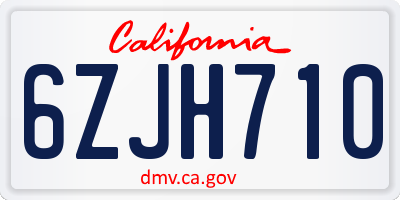 CA license plate 6ZJH710